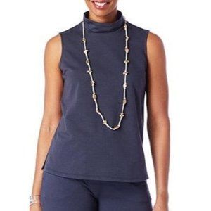 Marla Wynne Layers Mock-Neck Sleeveless Top 782-606 Inky Blue Small